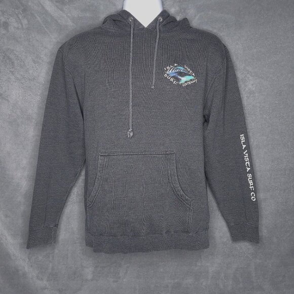 Isla Vista Surf Co Mens Small Gray Hoodie Pocket Pullover Long Sleeve - Picture 1 of 7